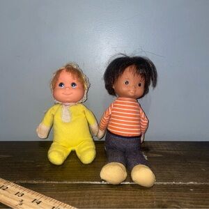 Vintage 1978 Fisher Price Boy Doll  and Vintage 1970's Mattel Baby Beans Doll